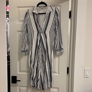 Striped V-Neck Midi Dress